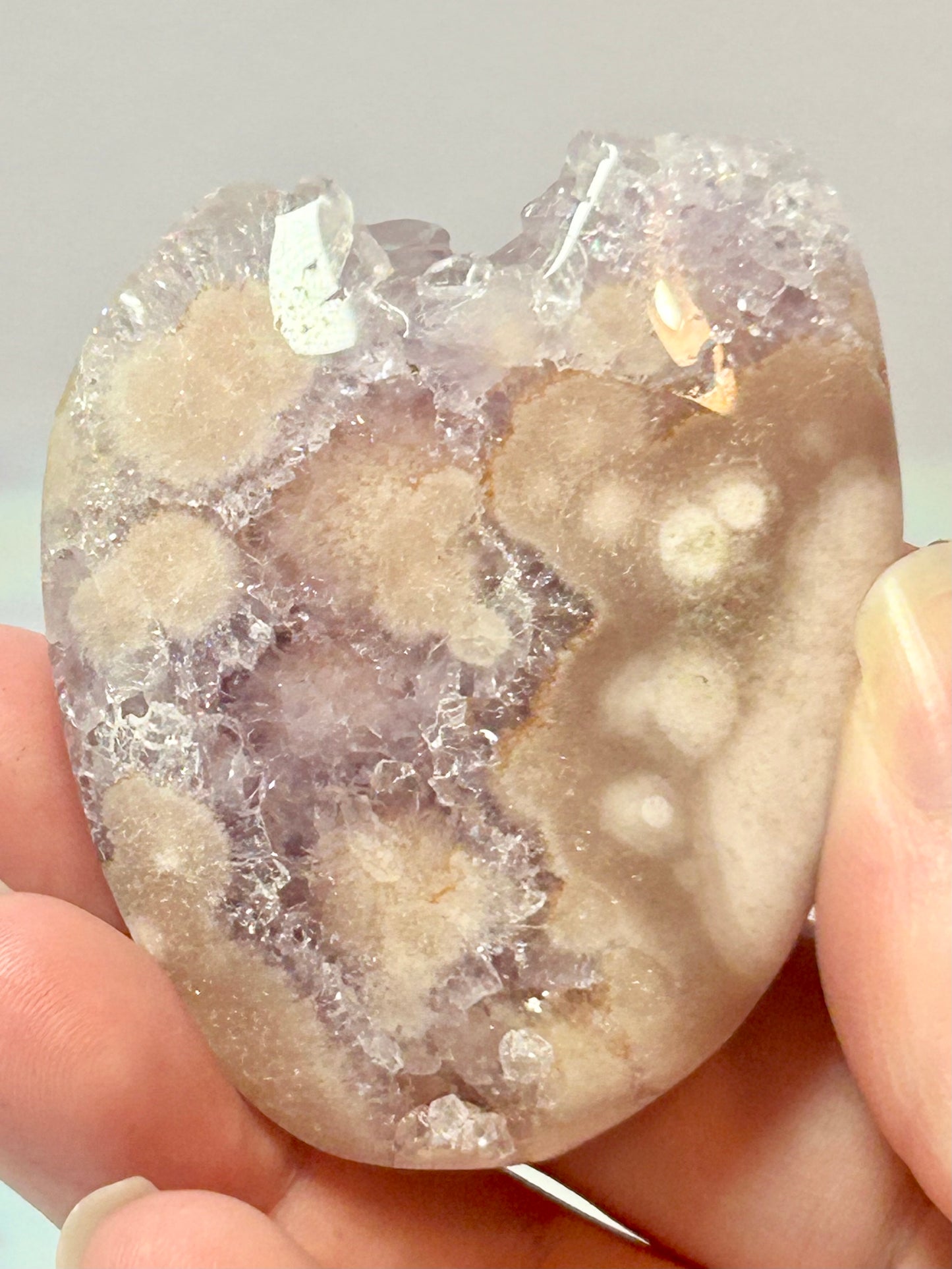 Amethyst and Flower Agate Palmstone