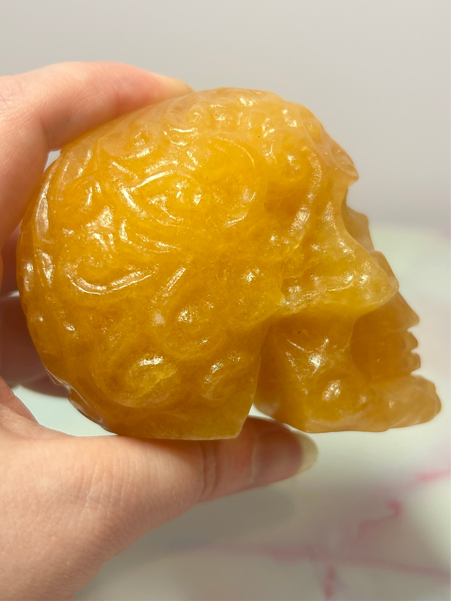 Orange Calcite Skull