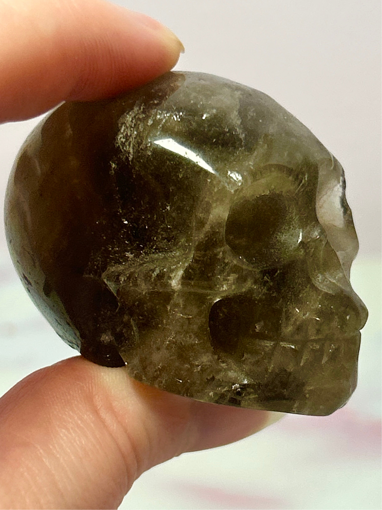 Citrine and Smokey Quartz Skulls