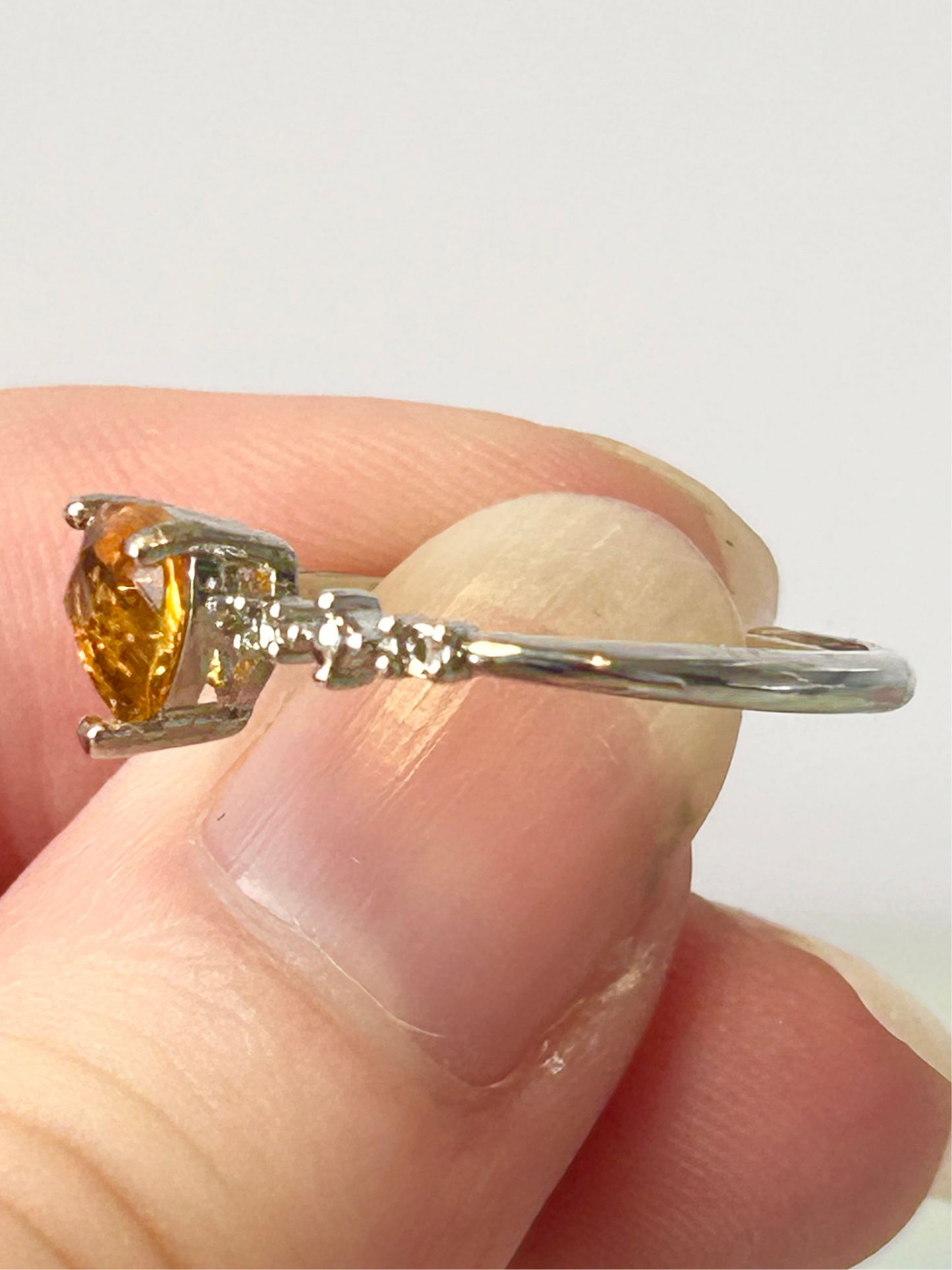Citrine Stainless Steel Adjustable Heart Rings