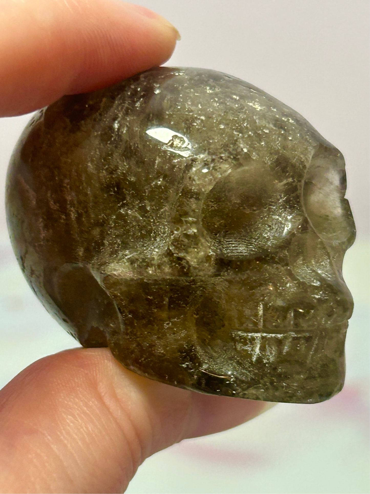 Citrine and Smokey Quartz Skulls