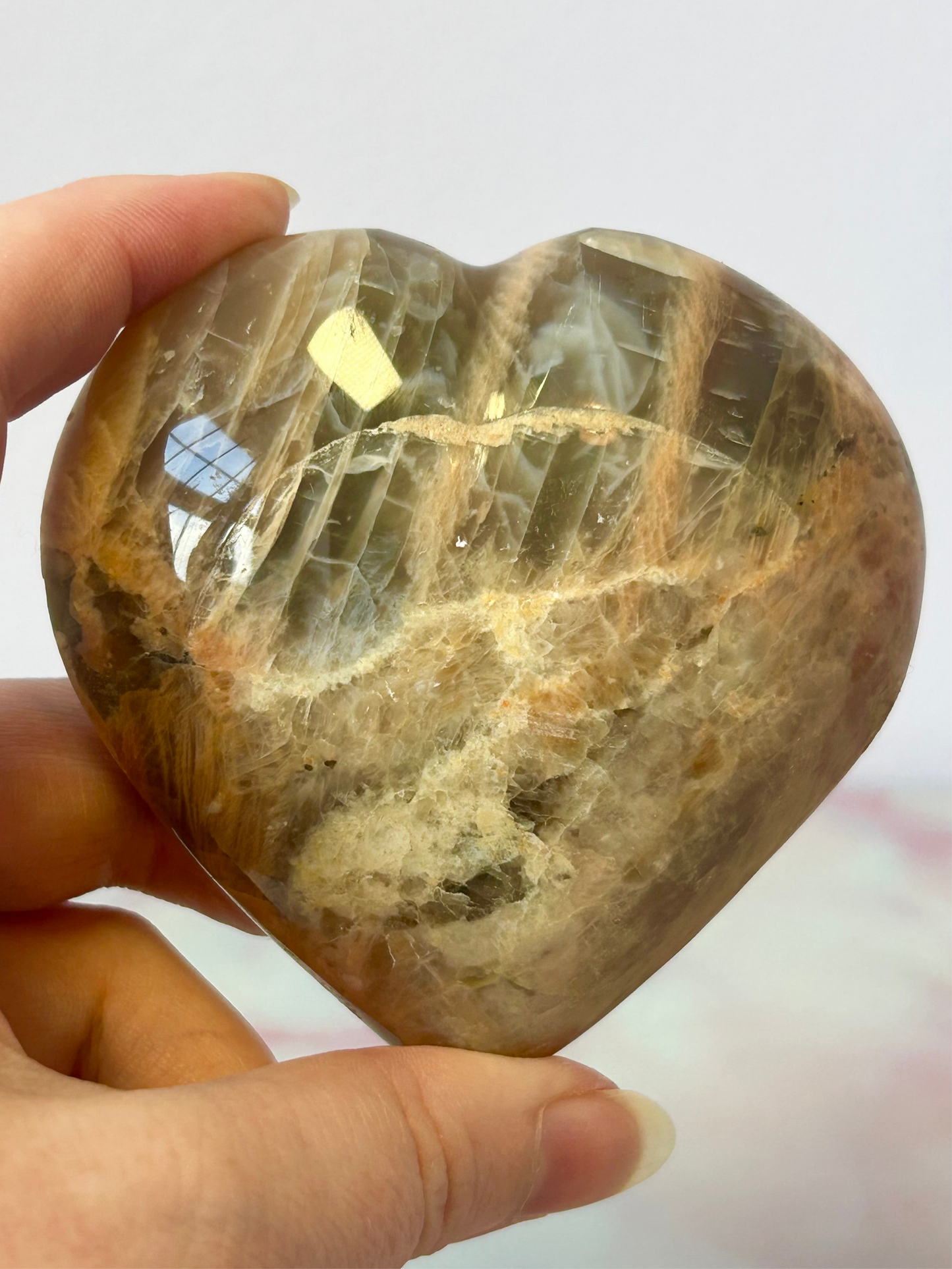 Peach Moonstone Heart B
