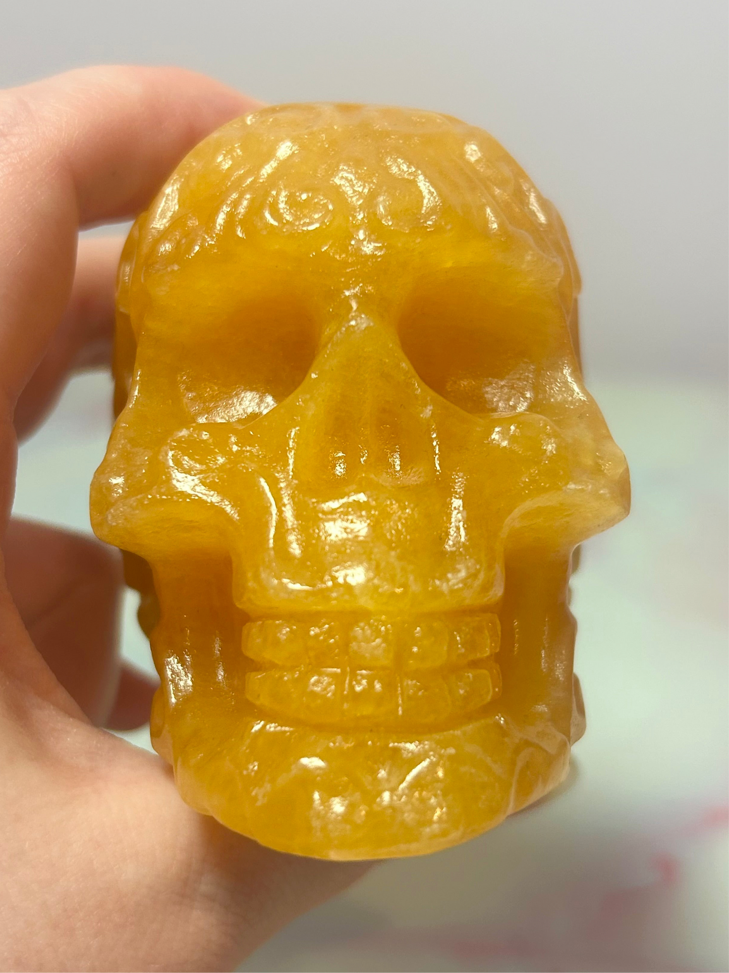 Orange Calcite Skull