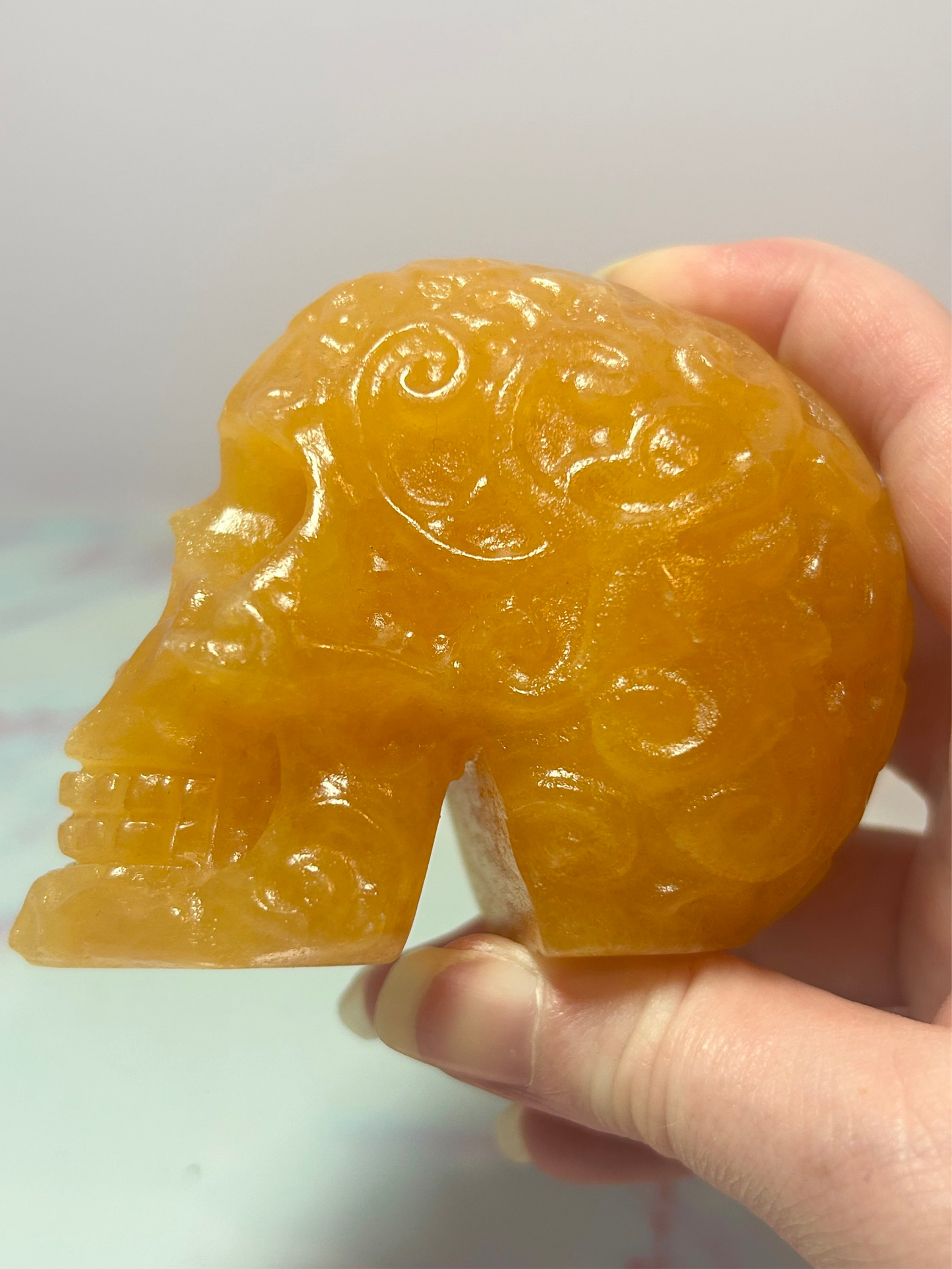 Orange Calcite Skull