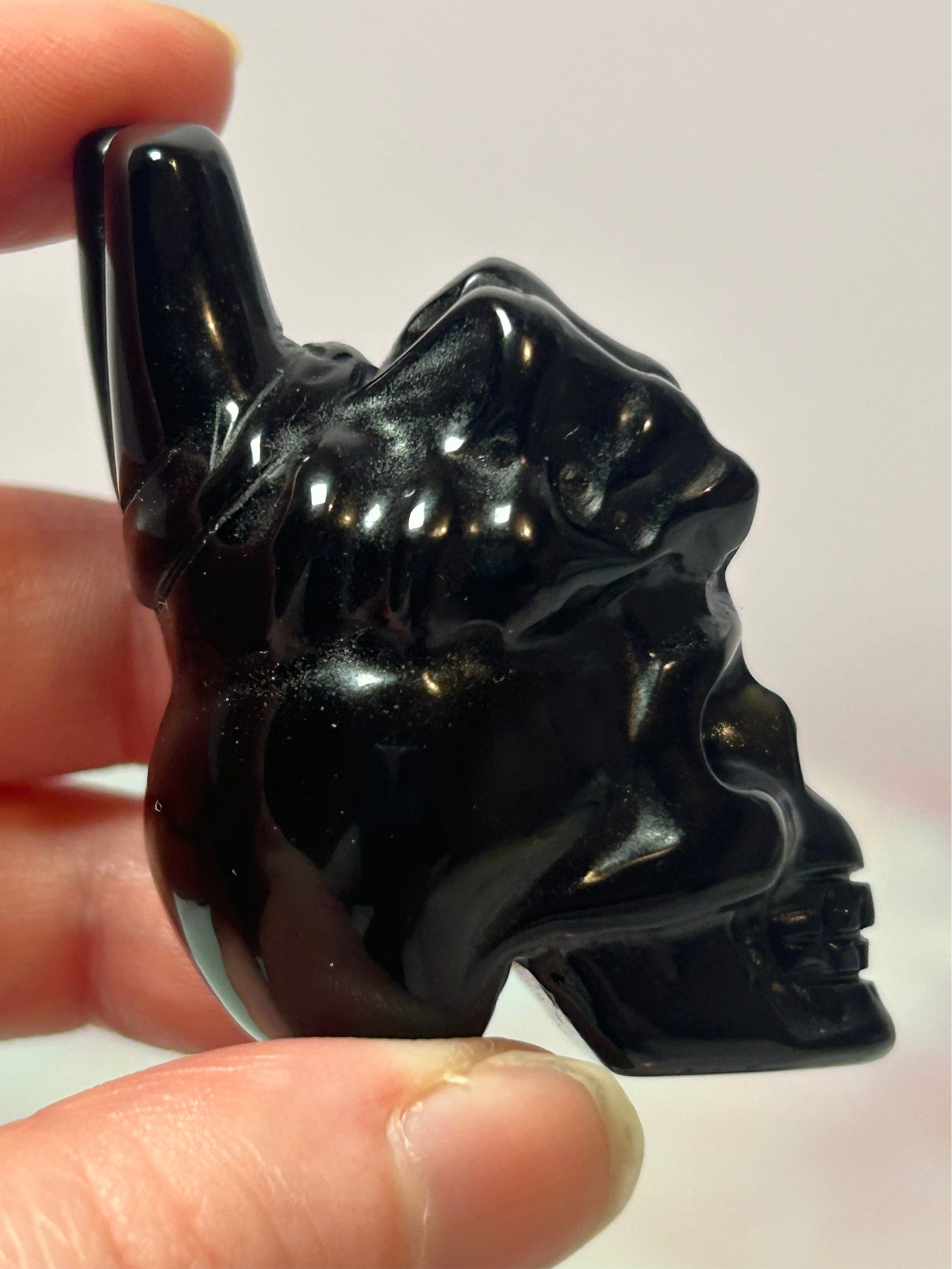Black Obsidian Skull and Hand
