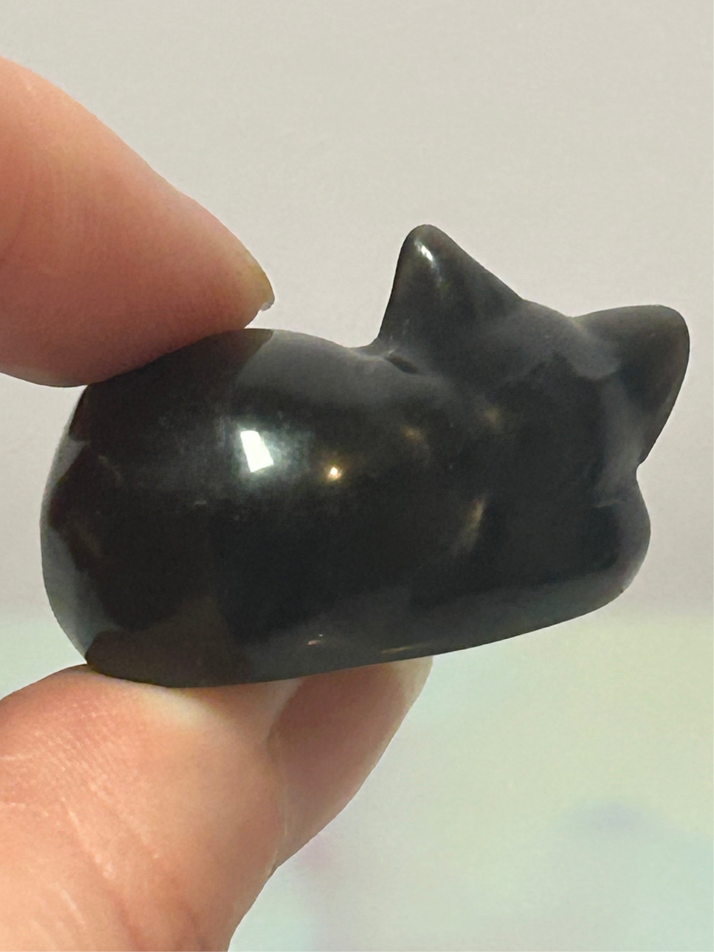 Silver Sheen Obsidian Sleeping Cat