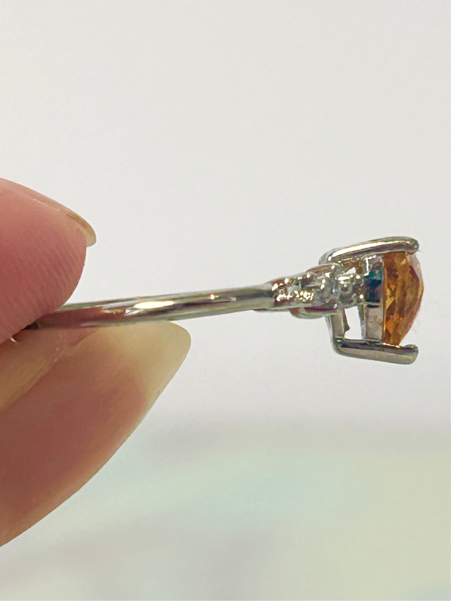 Citrine Stainless Steel Adjustable Heart Rings