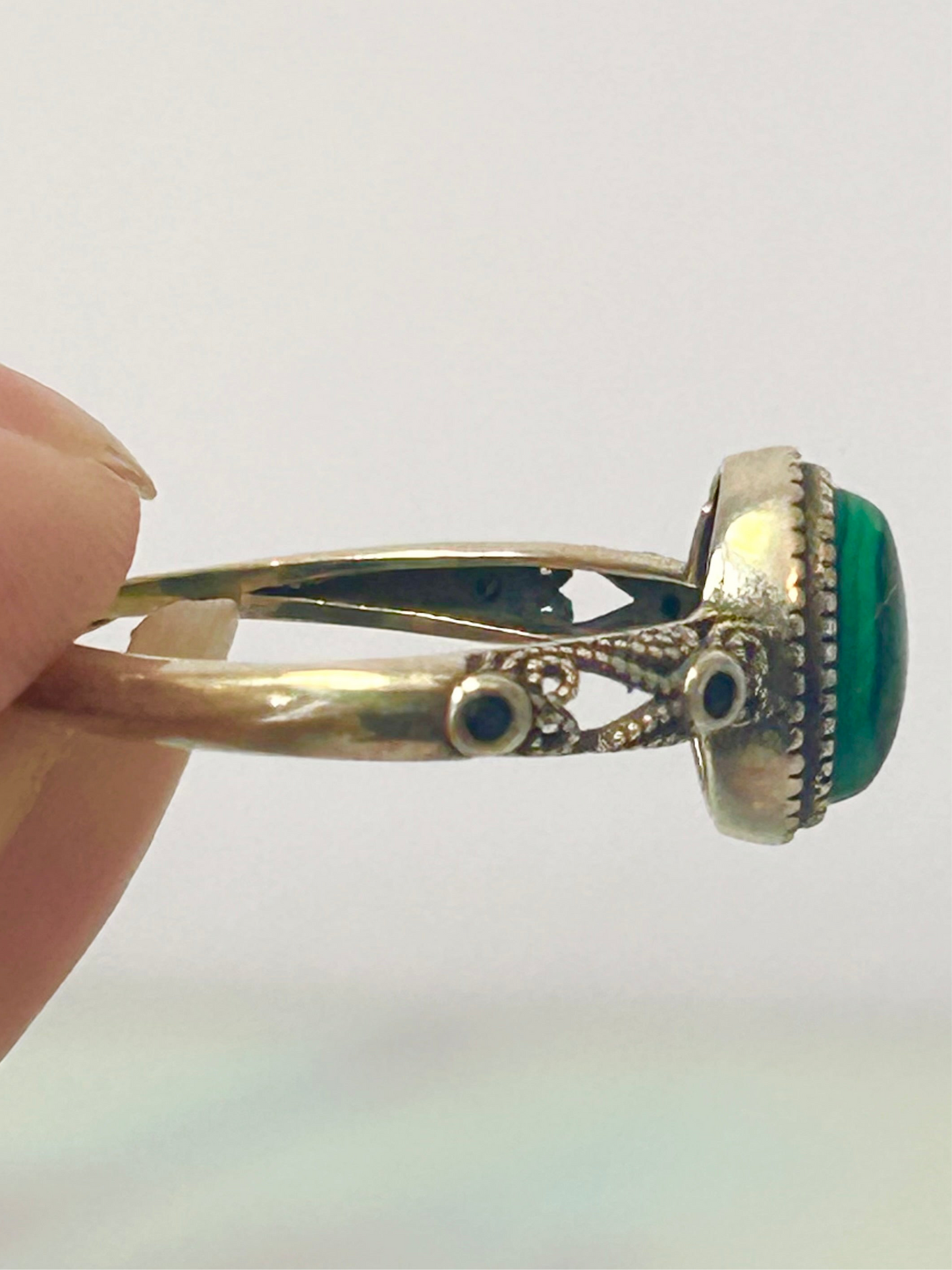 Malachite S925 Adjustable Rings