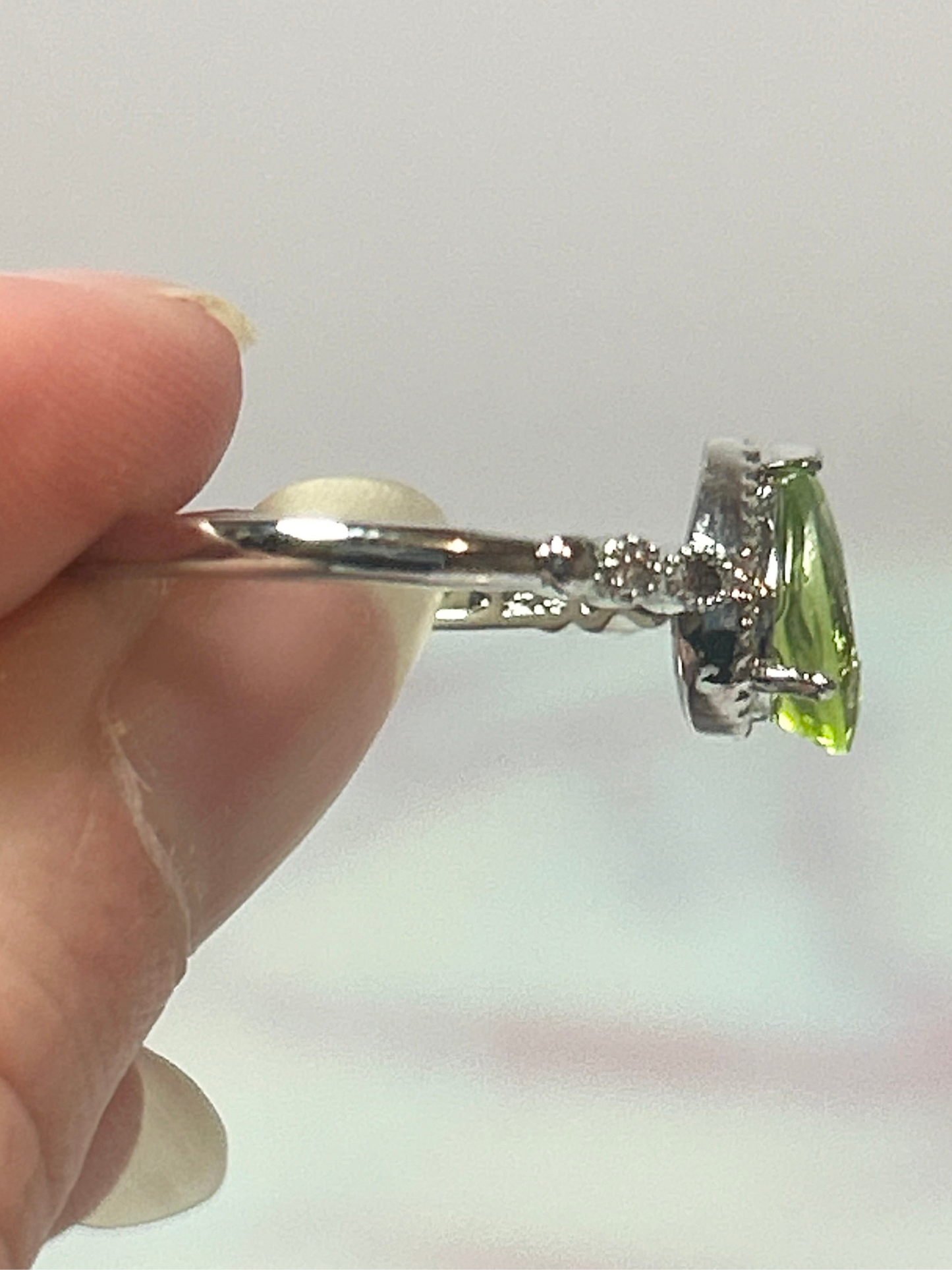 Peridot Stainless Steel Adjustable Ring