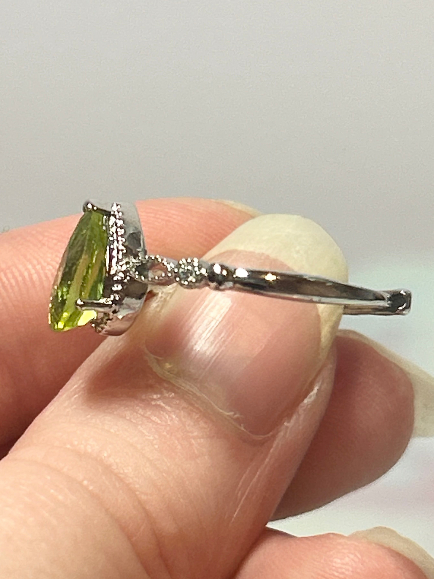 Peridot Stainless Steel Adjustable Ring