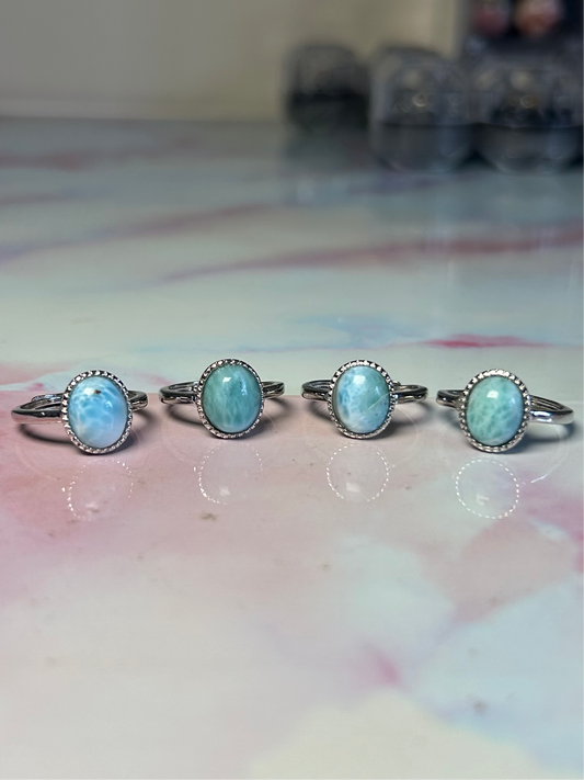 Larimar Stainless Steel Adjustable Rings