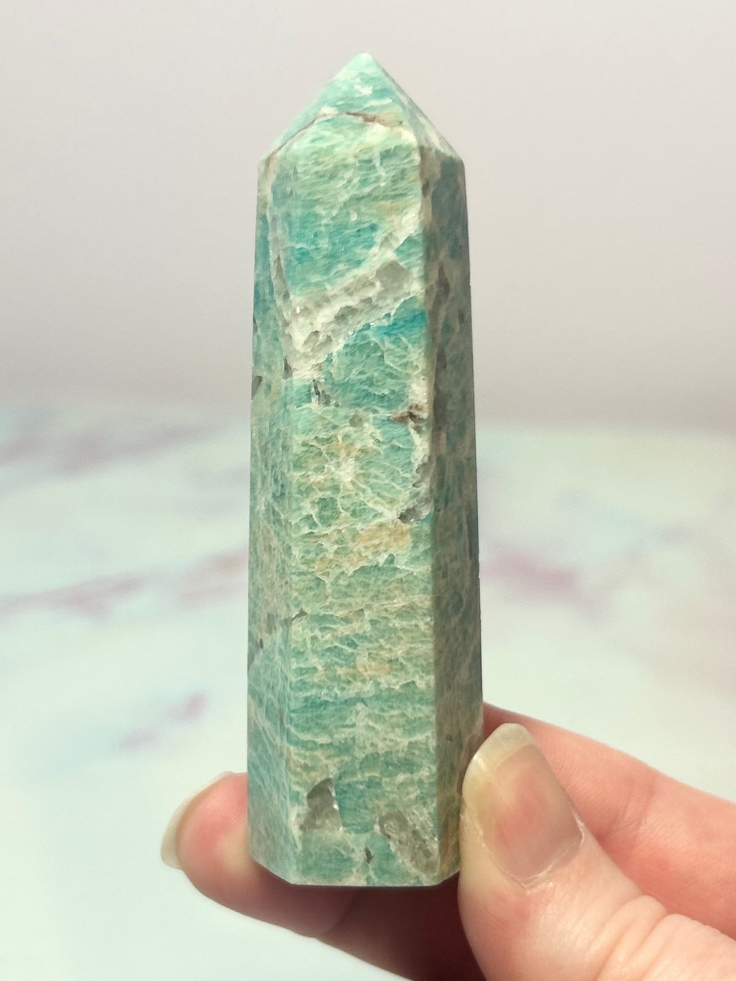Amazonite and Smokey Quartz Tower