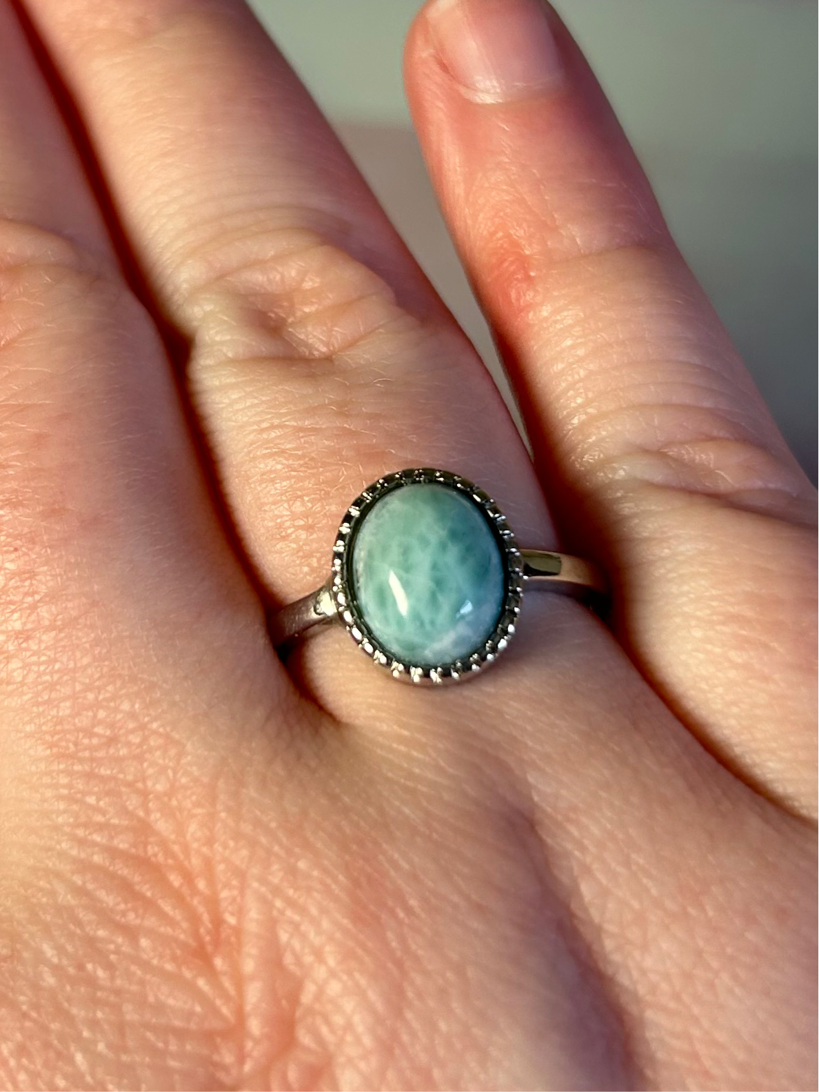 Larimar Stainless Steel Adjustable Rings