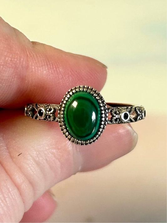 Malachite S925 Adjustable Rings