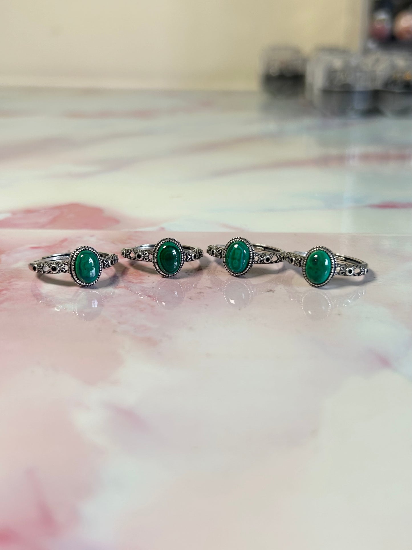 Malachite S925 Adjustable Rings