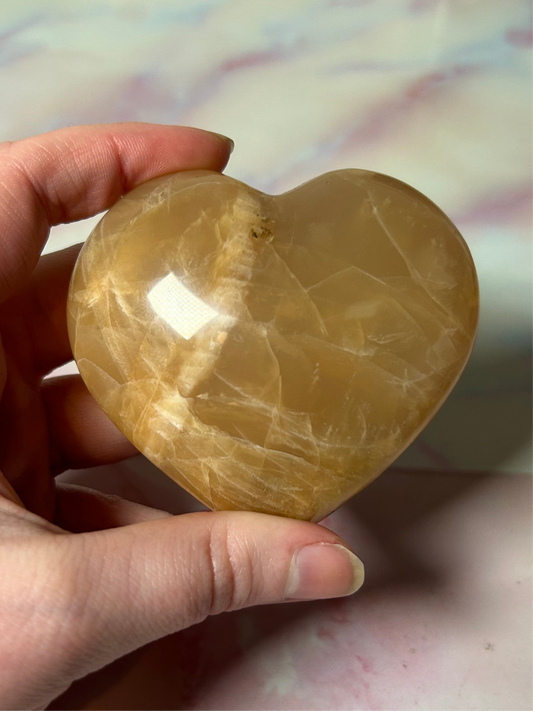 Peach Moonstone Heart A