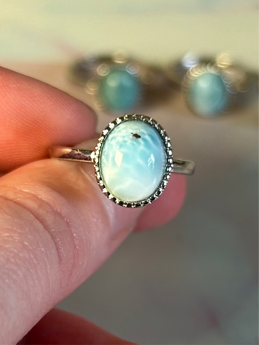 Larimar Stainless Steel Adjustable Rings