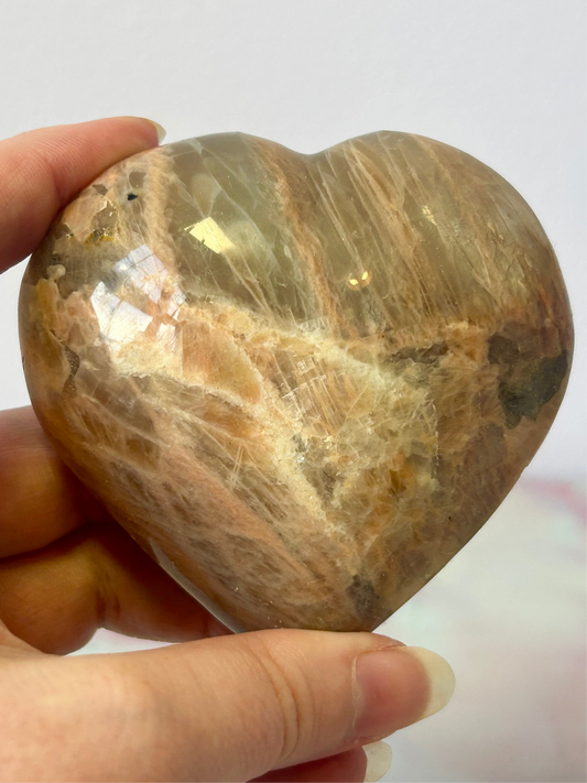 Peach Moonstone Heart B