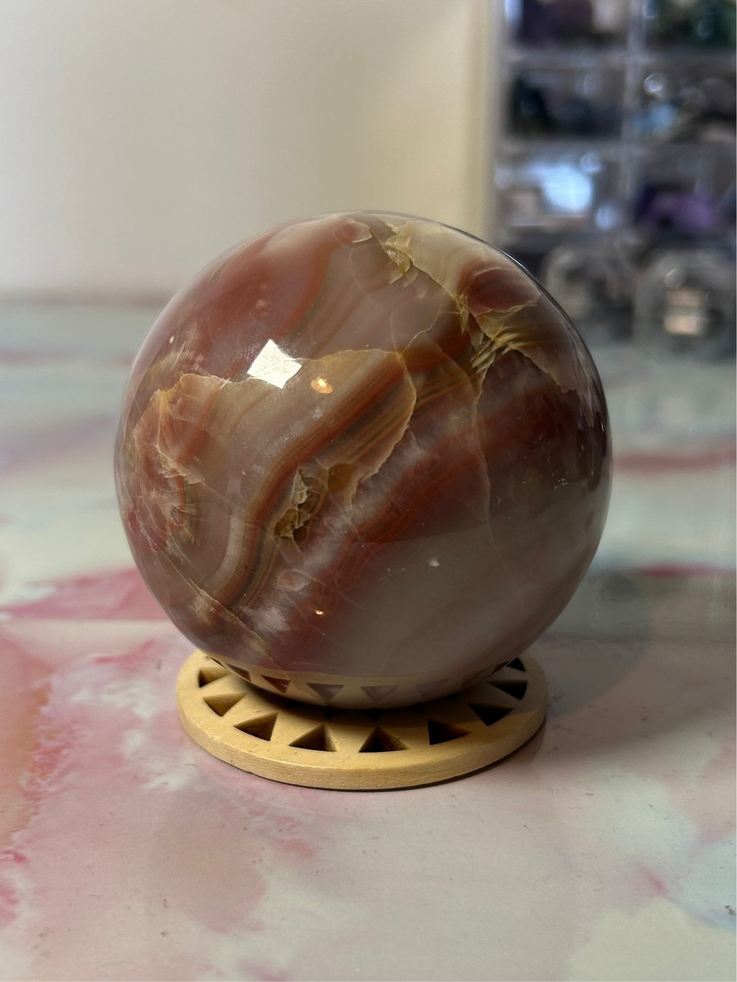 Pink Banded Onyx Sphere B