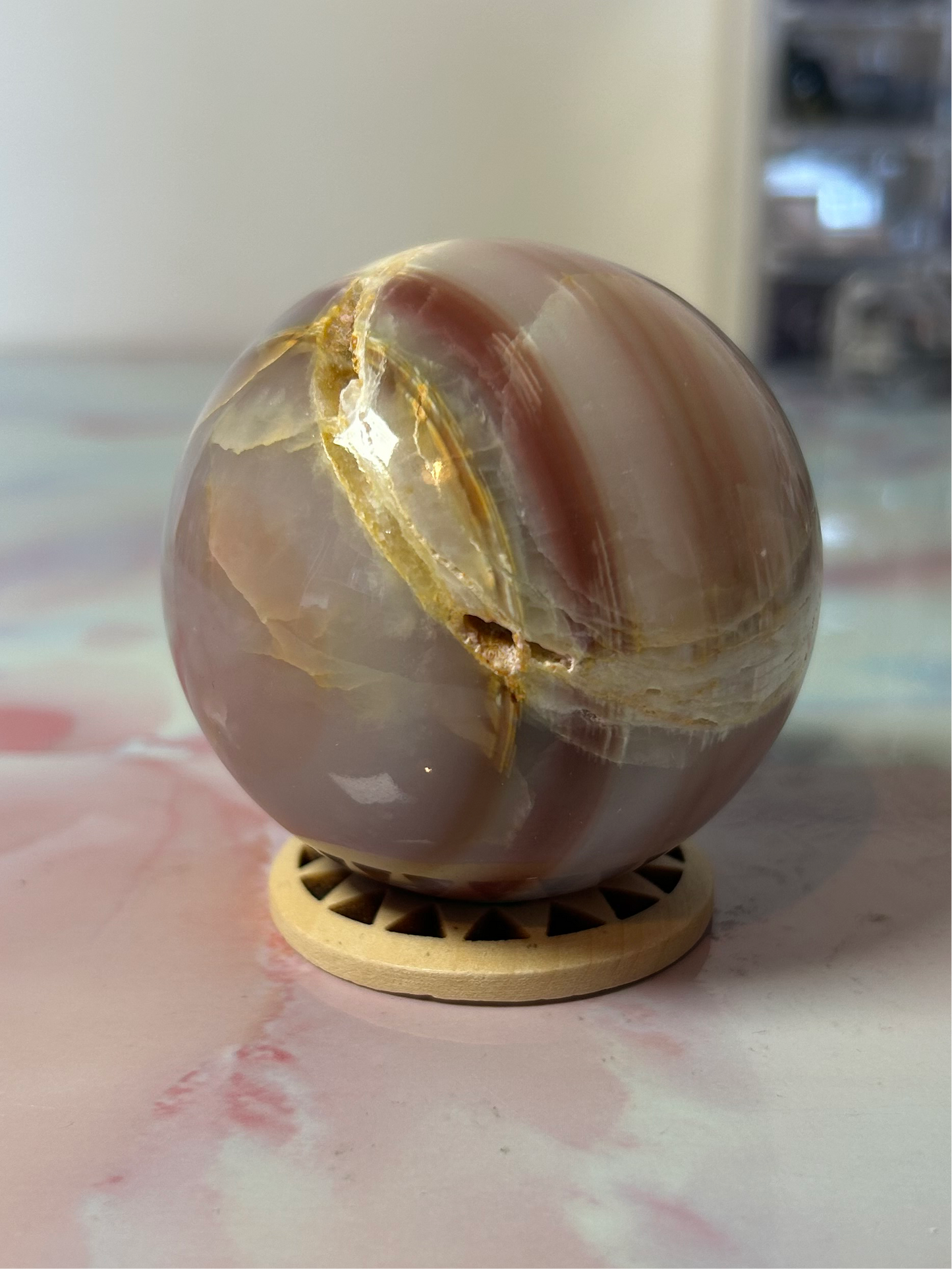 Pink Banded Onyx Sphere A