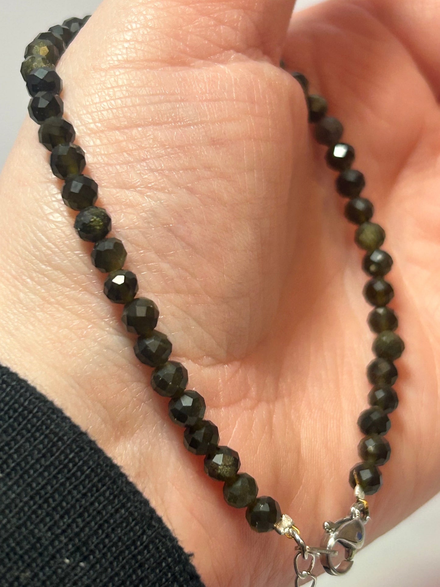 Gold Sheen Obsidian Faceted Bracelet
