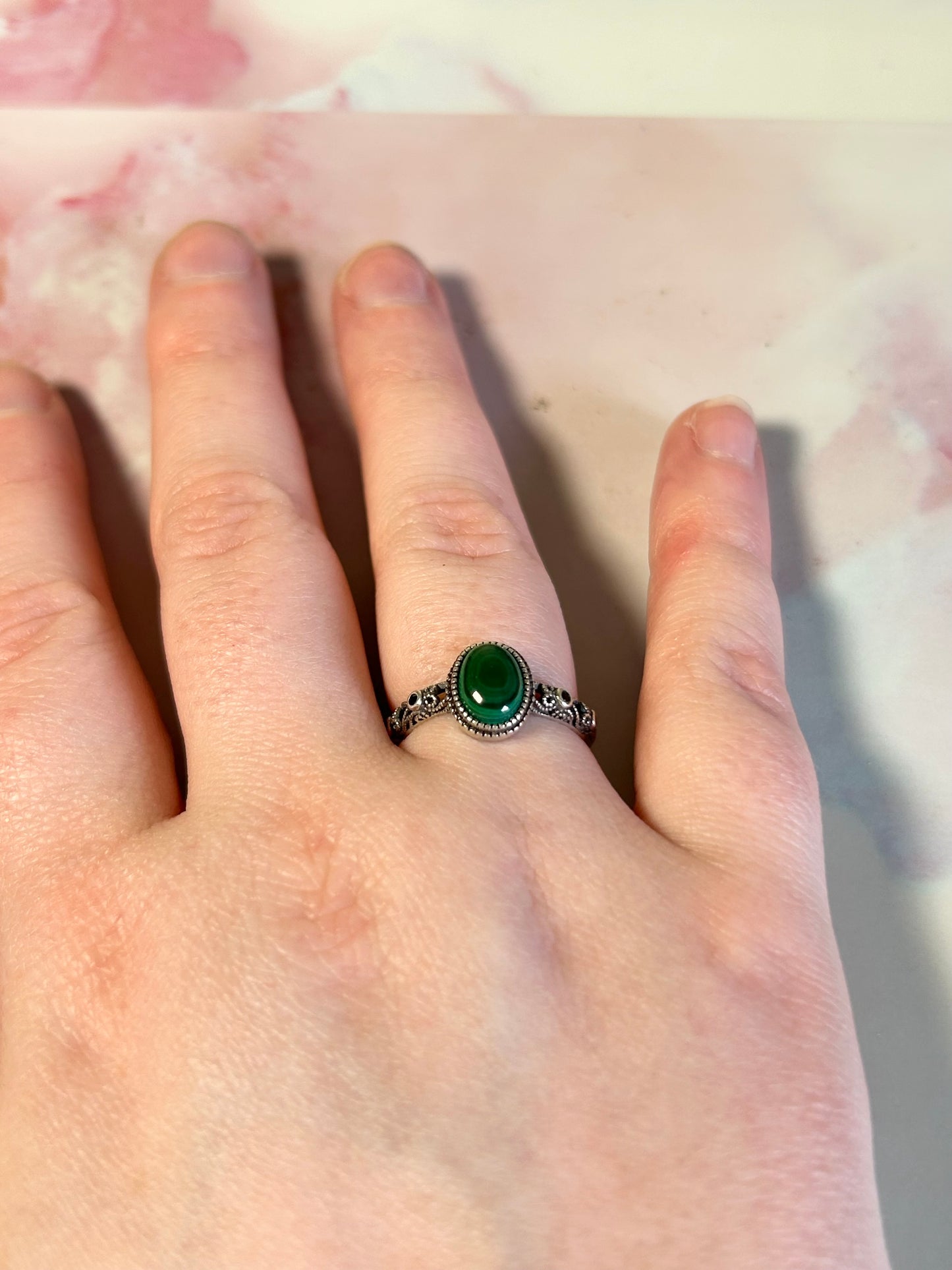 Malachite S925 Adjustable Rings