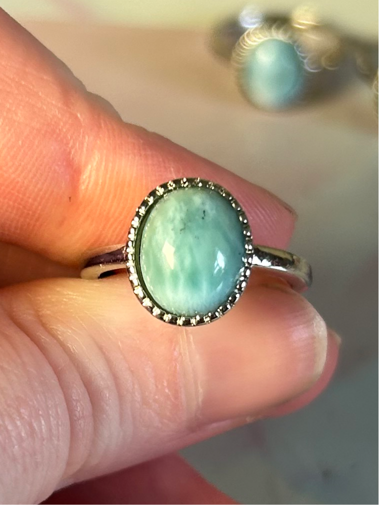 Larimar Stainless Steel Adjustable Rings