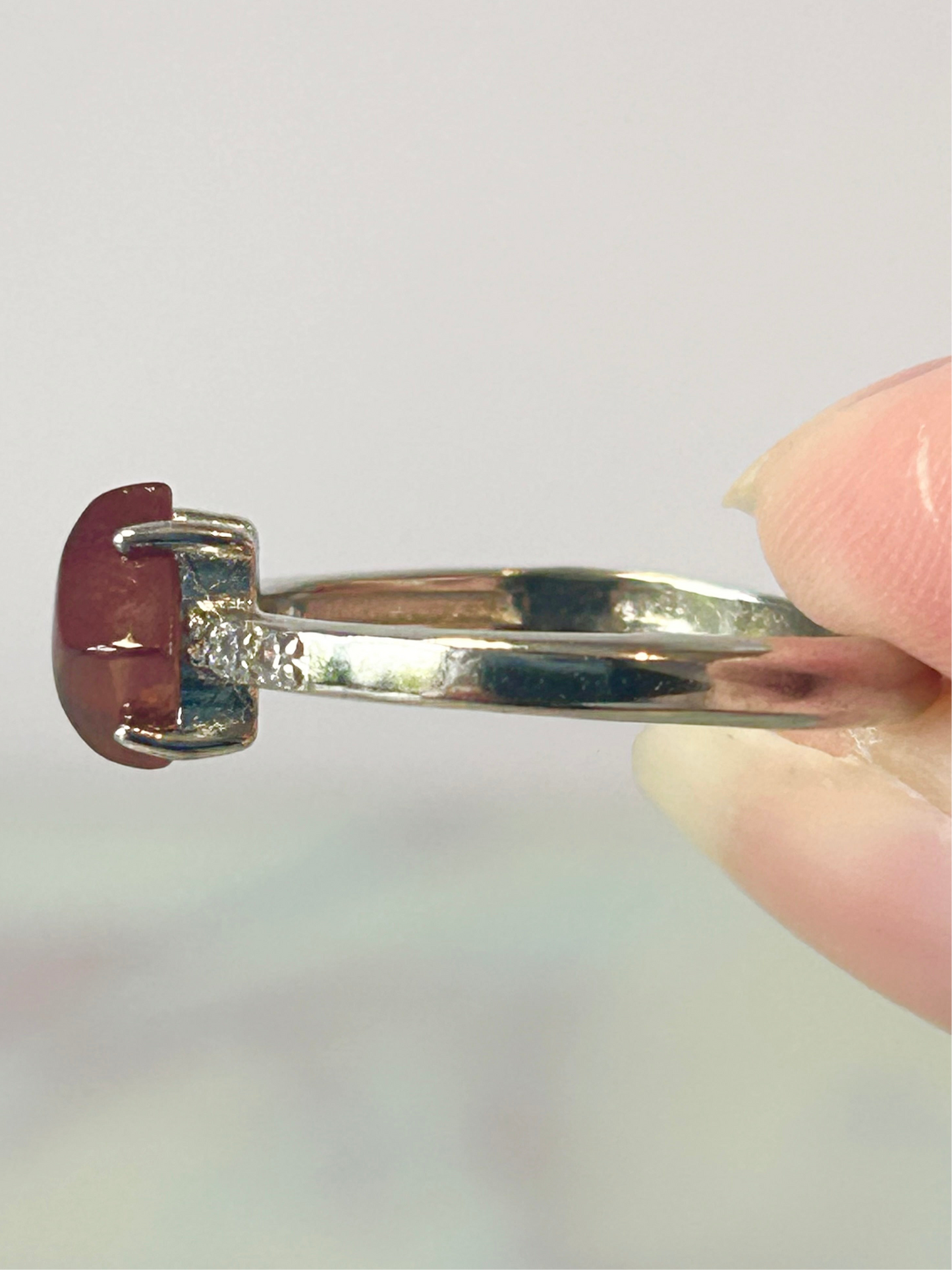 Garnet Stainless Steel Adjustable Rings