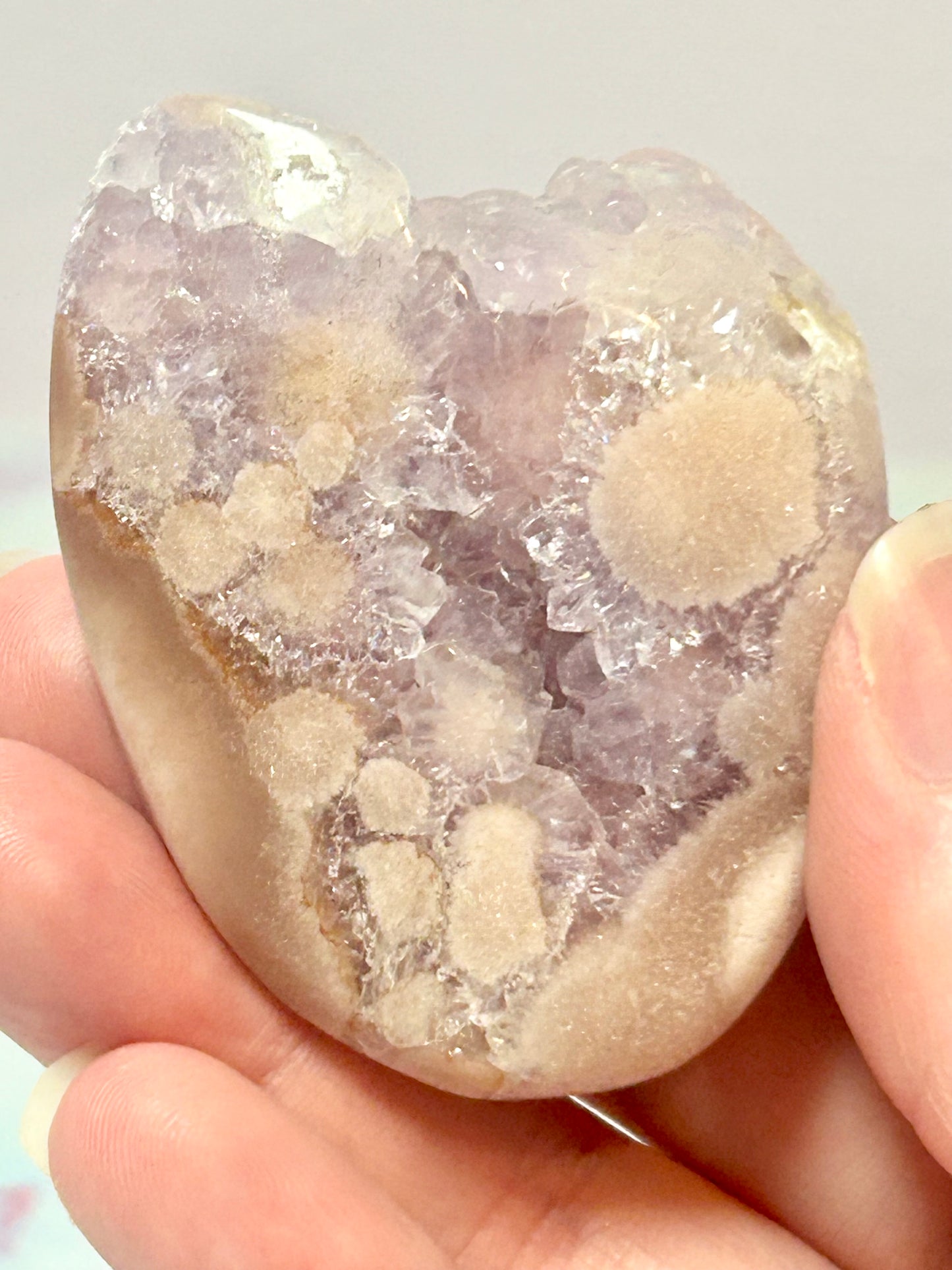 Amethyst and Flower Agate Palmstone