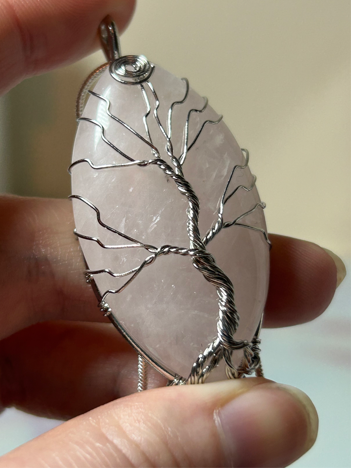 Rose Quartz Tree of Life Necklace