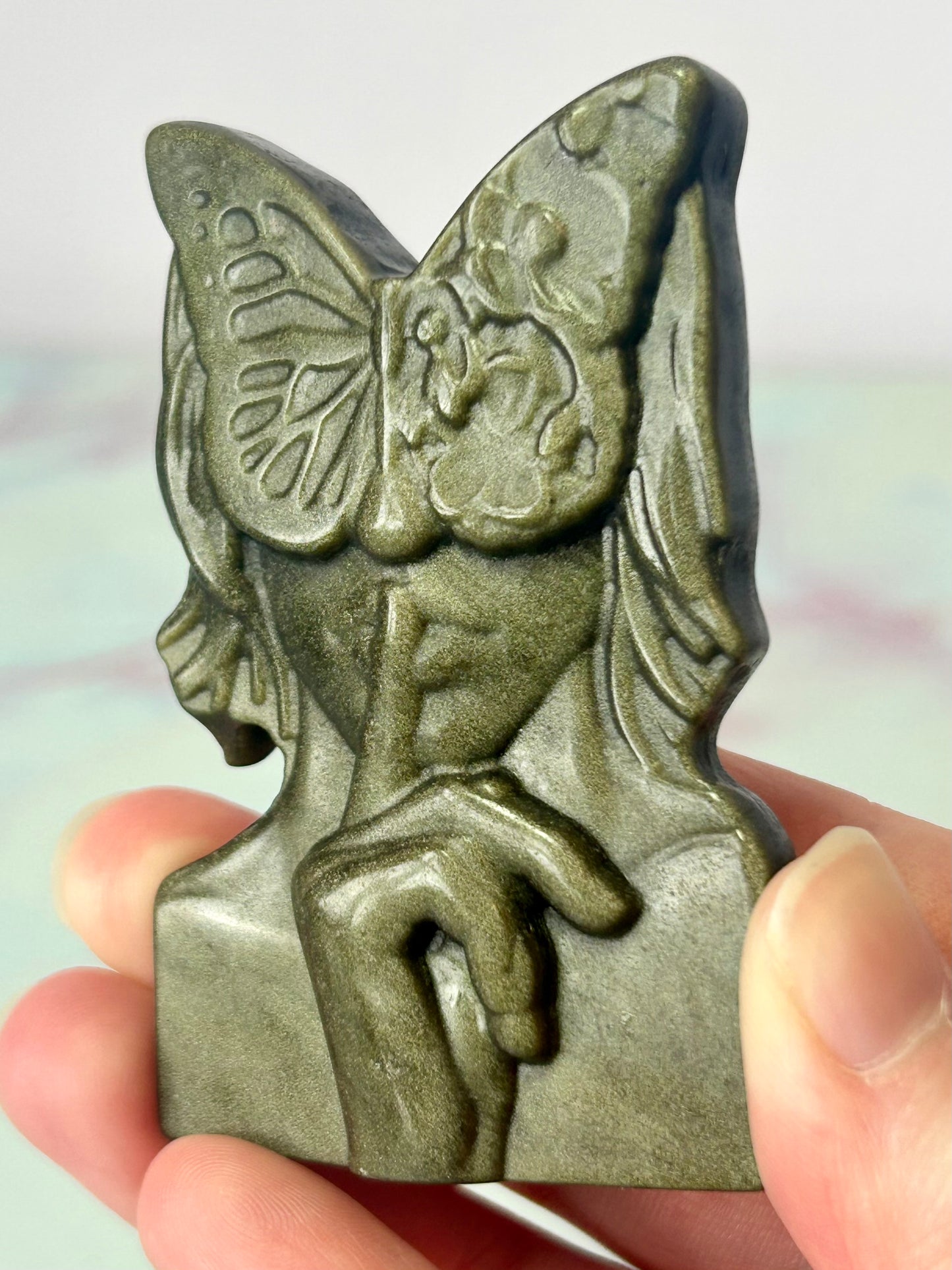 Gold Sheen Obsidian Butterfly Woman