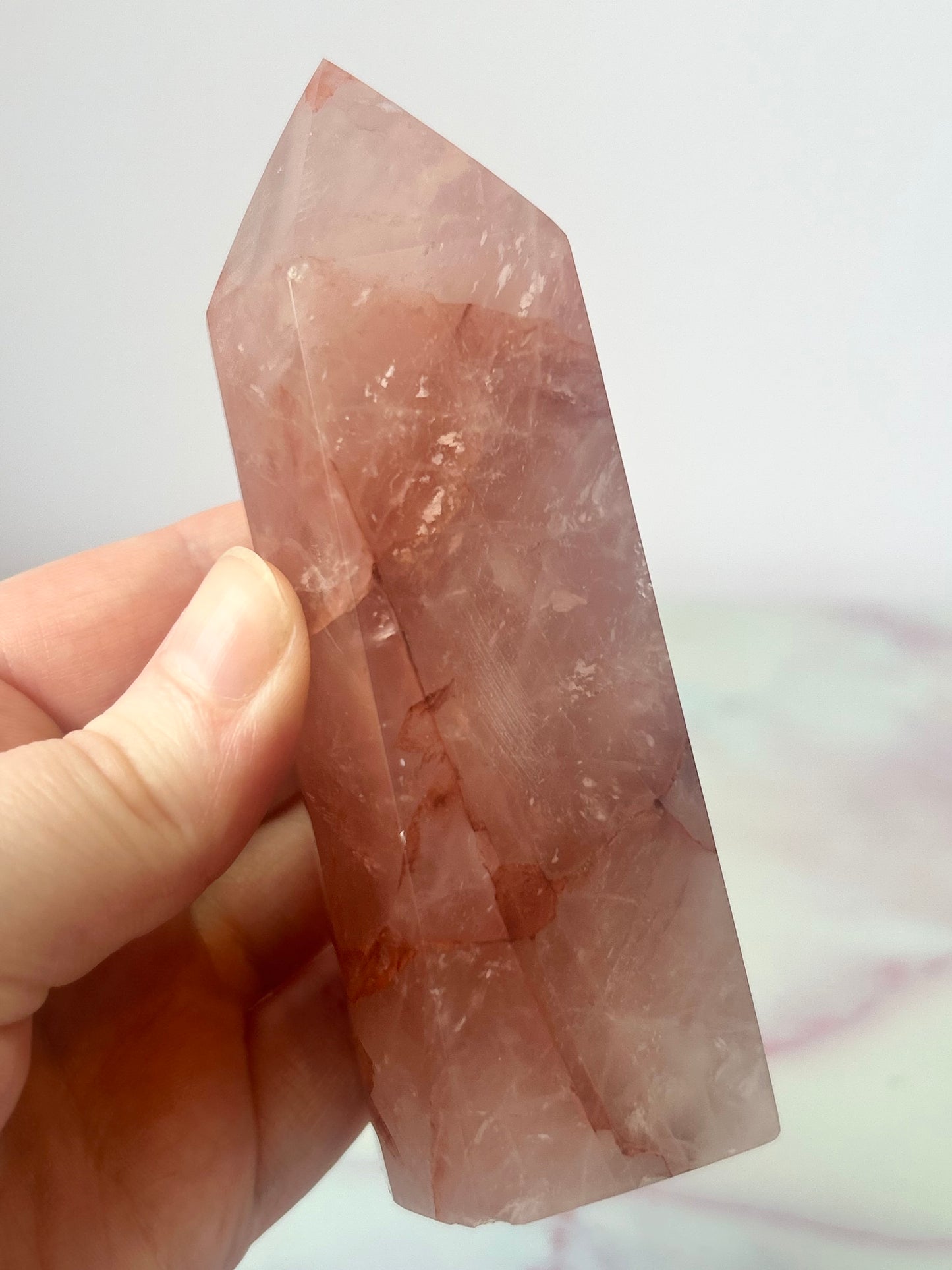Fire Quartz And Rose Quartz Mixed Tower