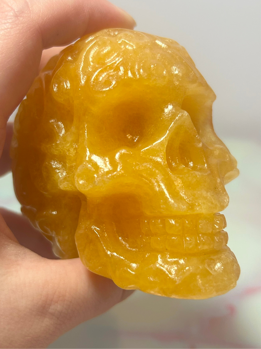 Orange Calcite Skull