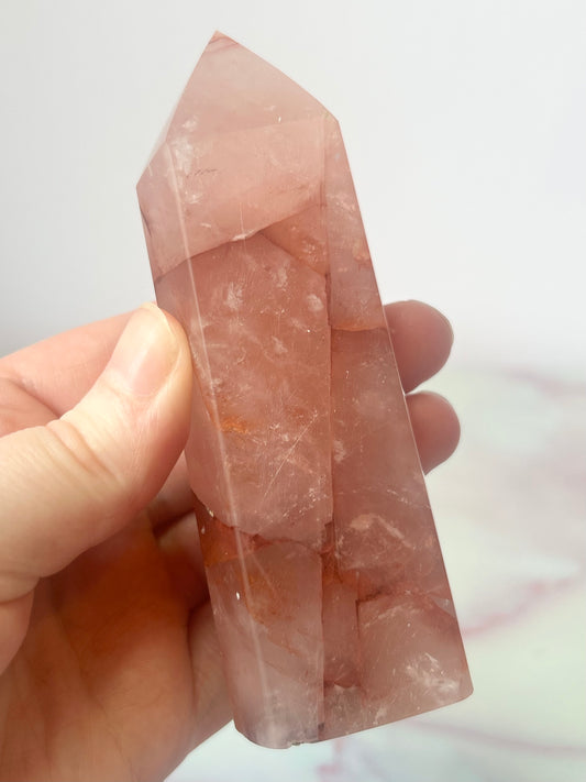 Fire Quartz And Rose Quartz Mixed Tower