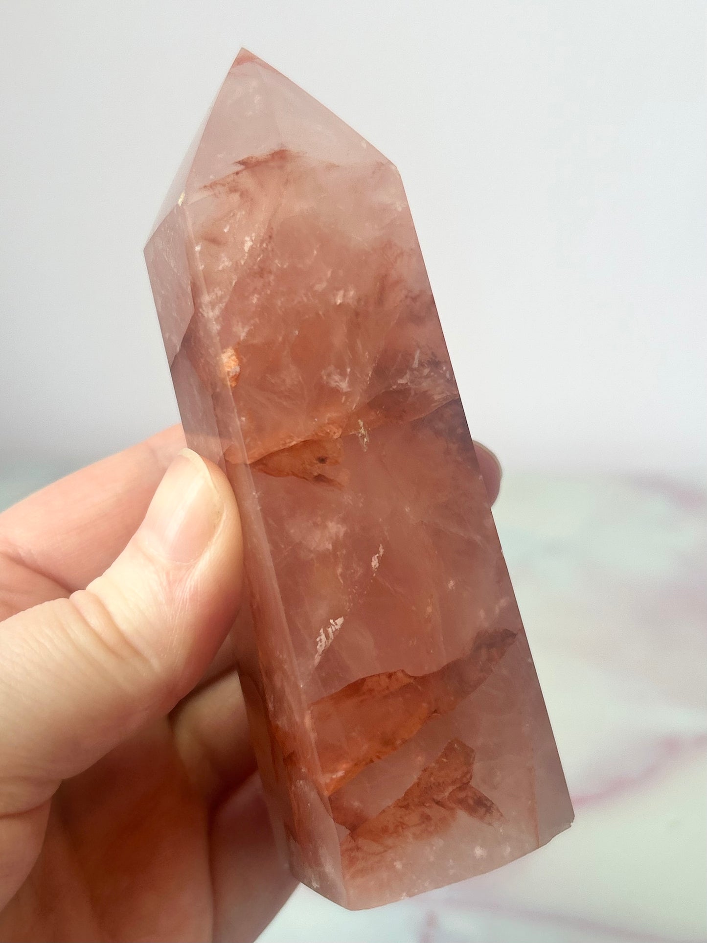 Fire Quartz And Rose Quartz Mixed Tower