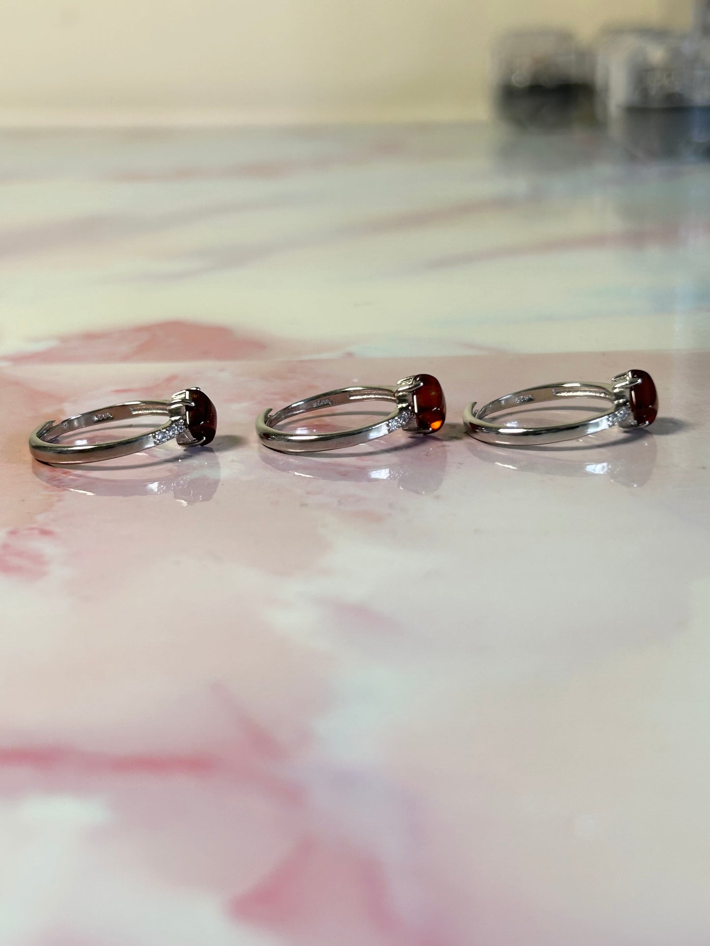 Garnet Stainless Steel Adjustable Rings