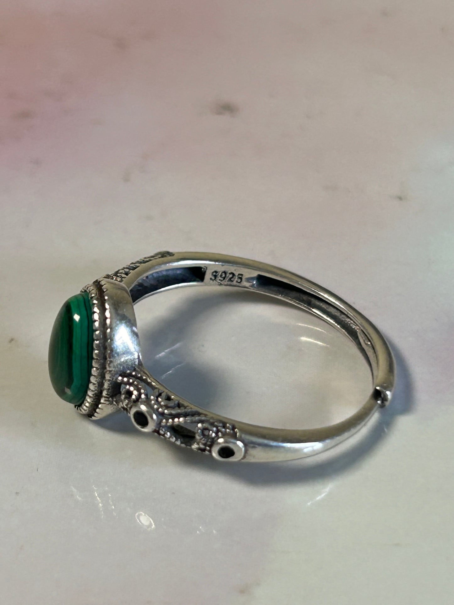 Malachite S925 Adjustable Rings