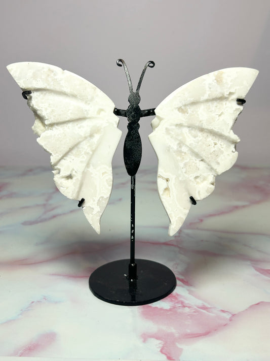 White Plume Agate Butterfly Wings