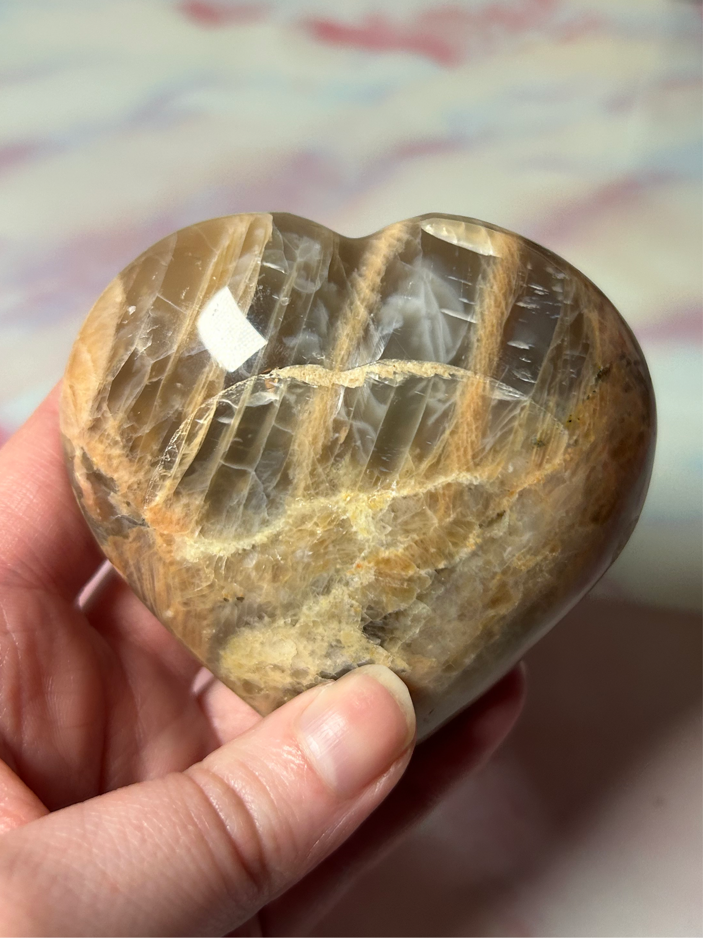 Peach Moonstone Heart B