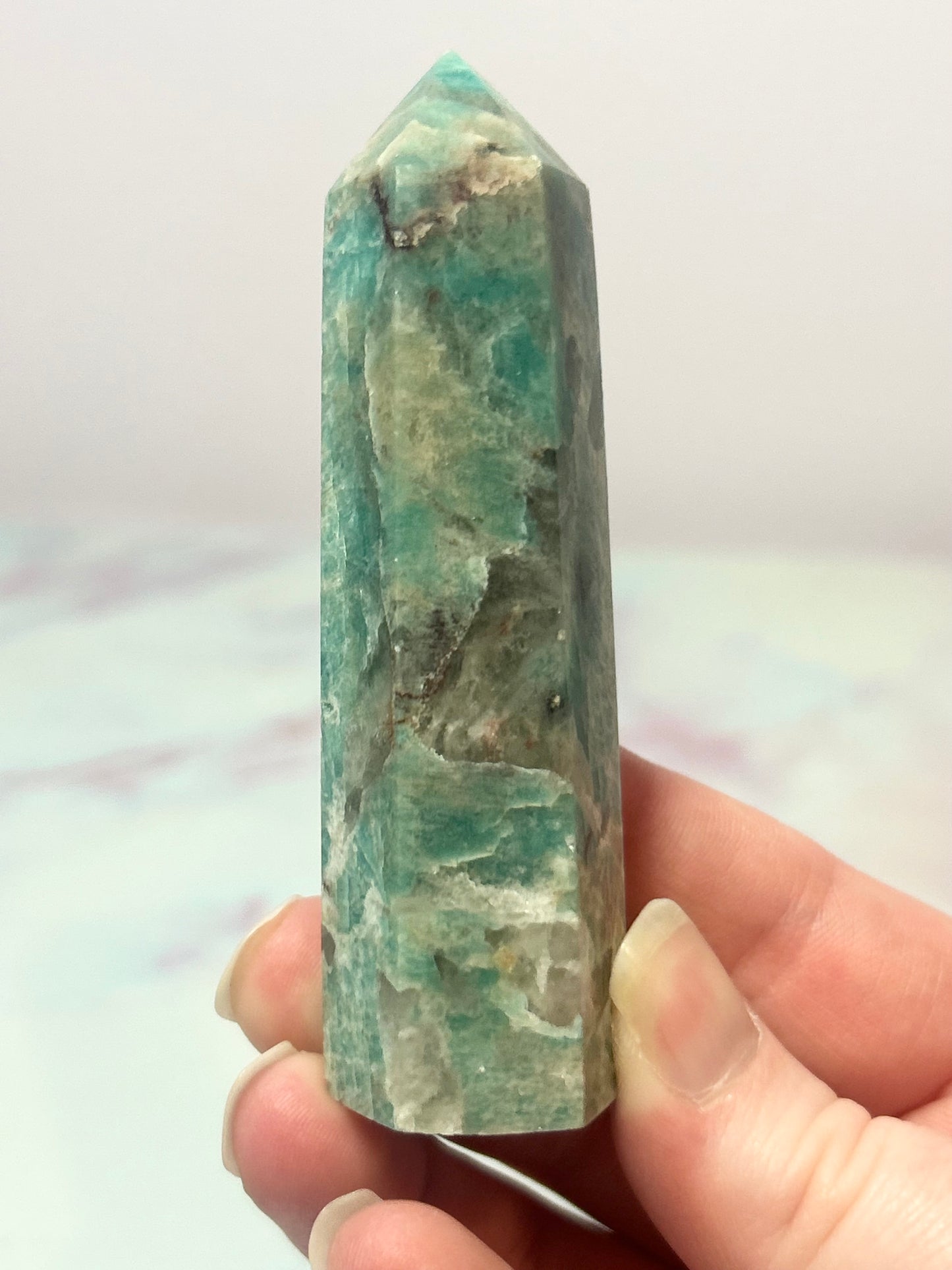 Amazonite and Smokey Quartz Tower