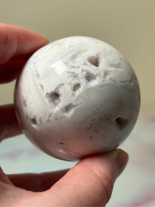 White Plume Agate Sphere