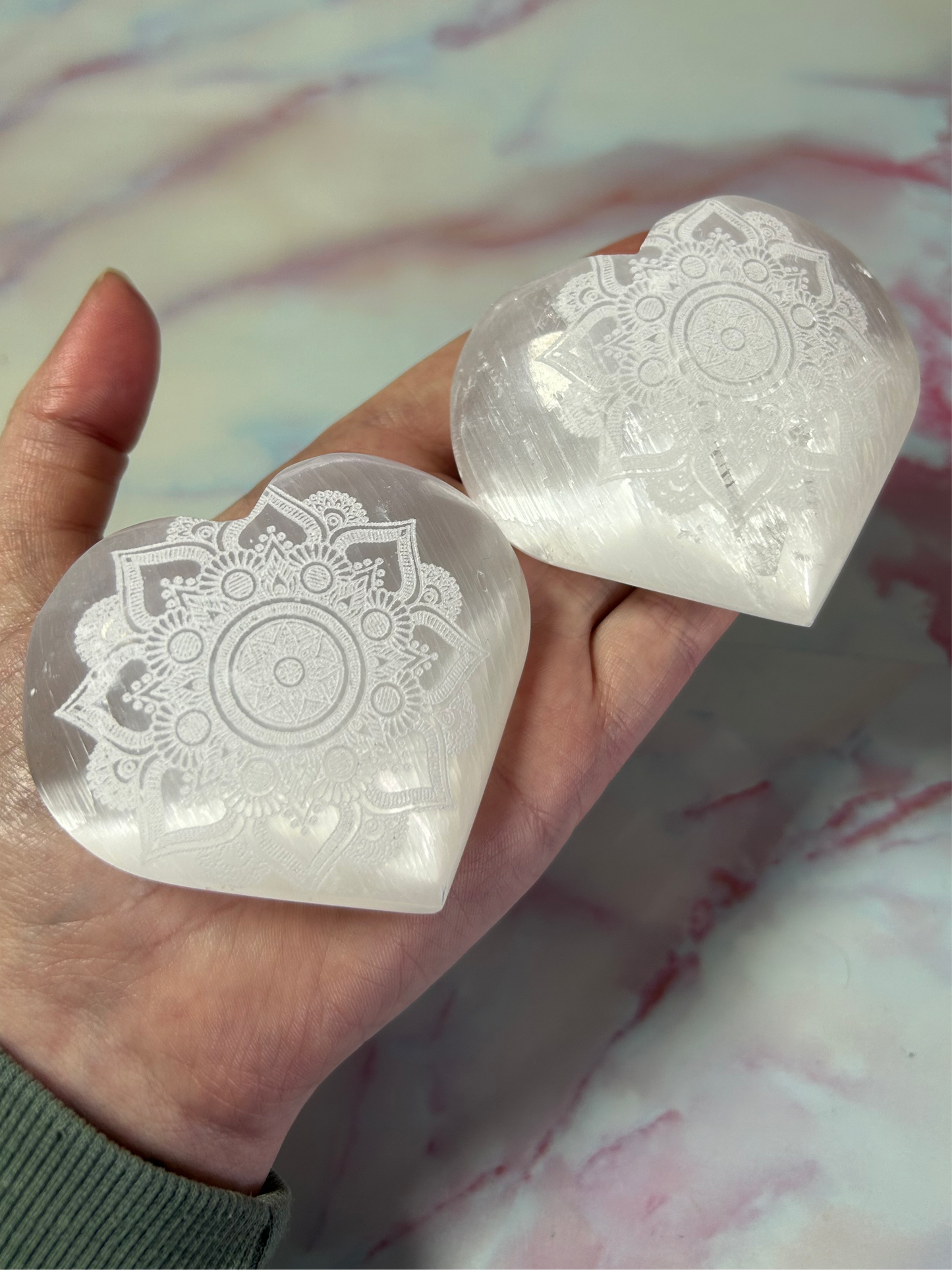 Selenite Hearts