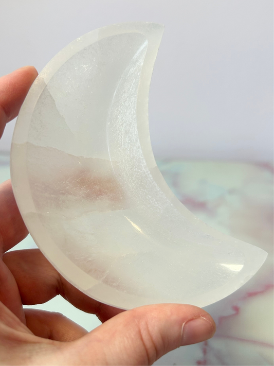 Selenite Moon Bowls