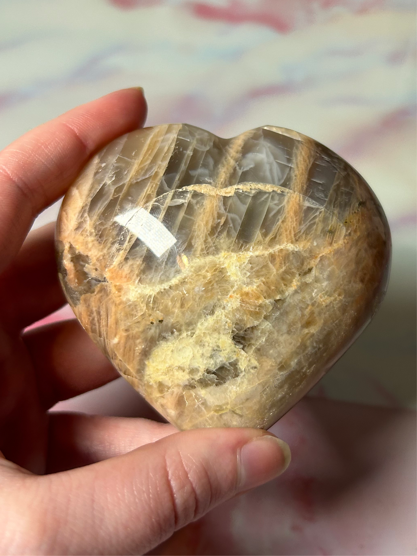 Peach Moonstone Heart B