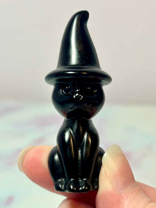 Black Obsidian Witch Cat