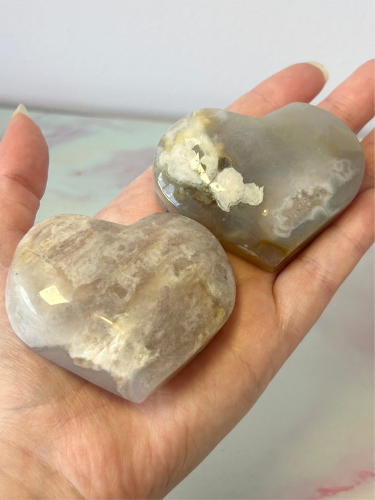 Flower Agate Hearts