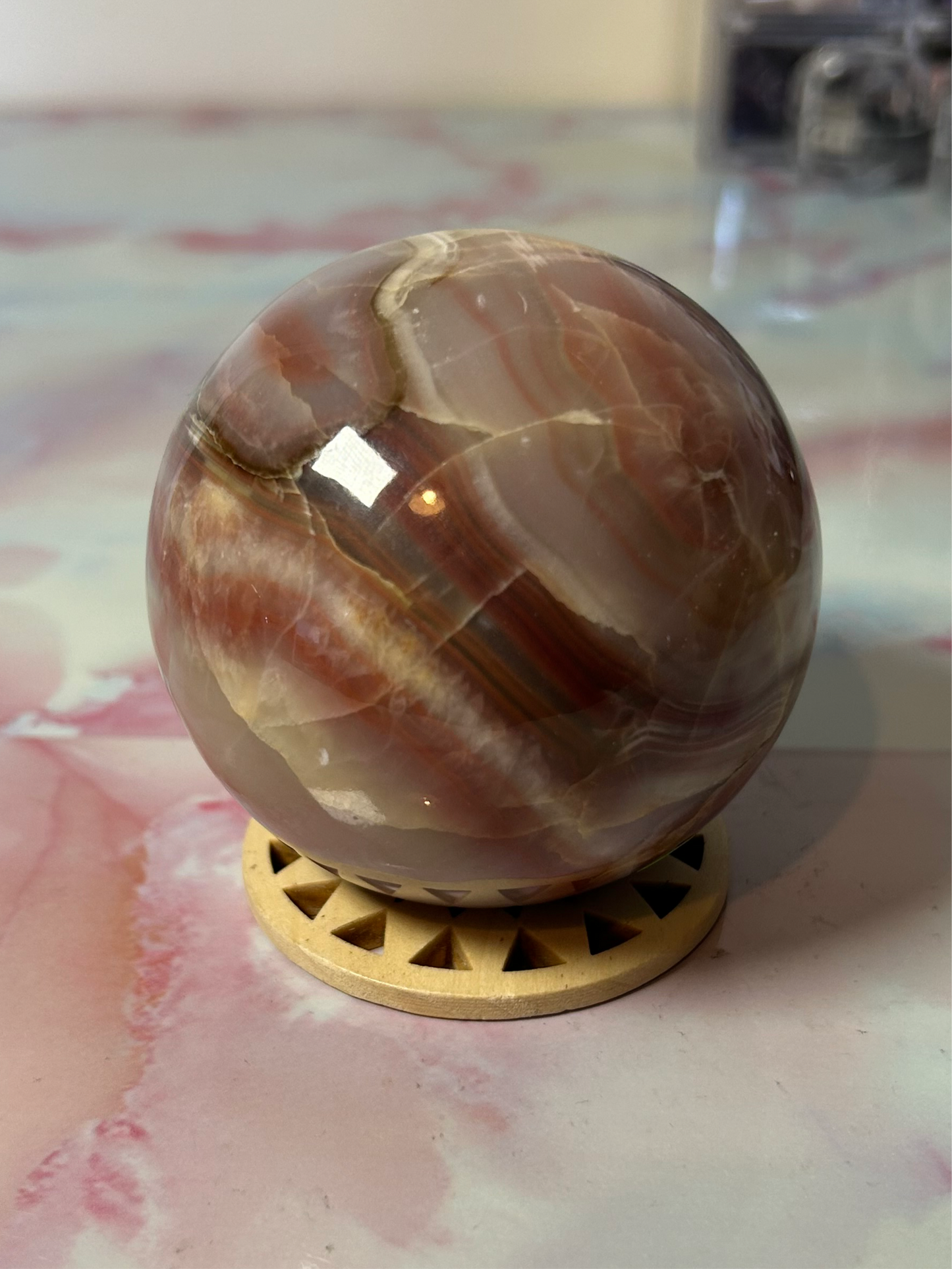 Pink Banded Onyx Sphere B