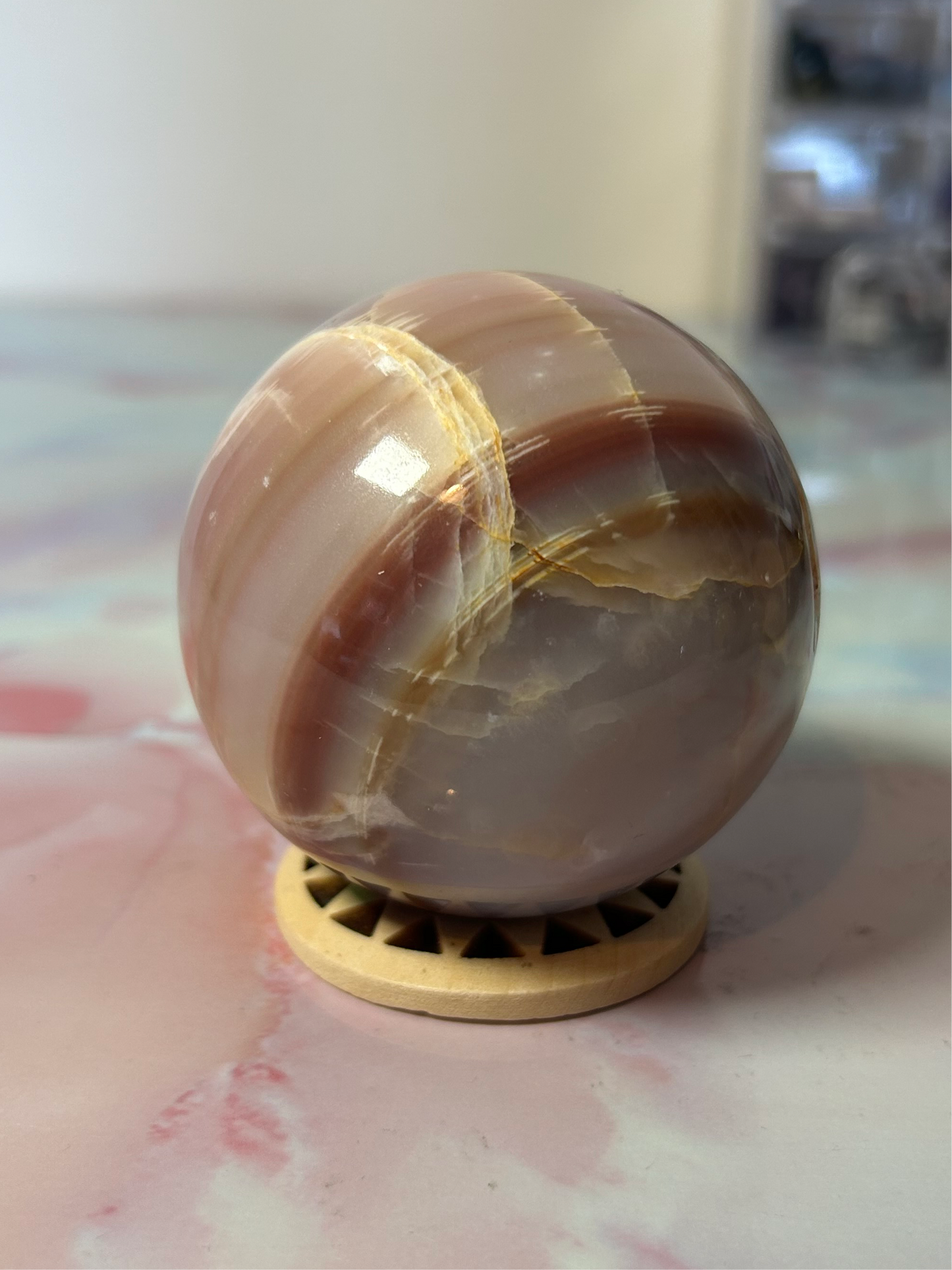 Pink Banded Onyx Sphere A