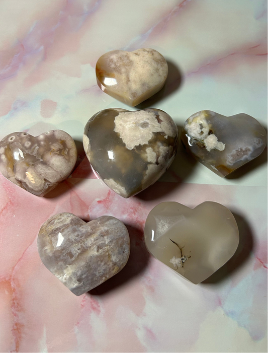 Flower Agate Hearts