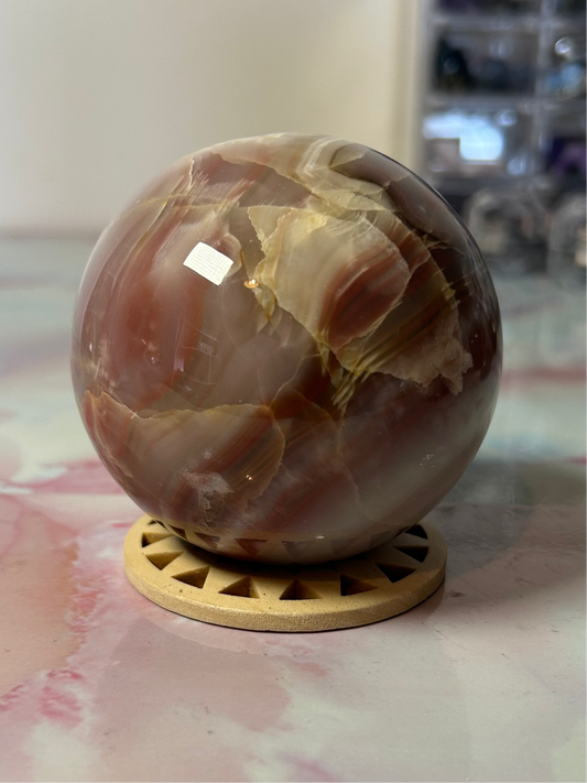 Pink Banded Onyx Sphere B